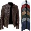 Мужская мотоциклетная кожаная куртка Slim Fit Короткое пальто с лацканами Куртки из искусственной кожи Осеннее ветрозащитное кожаное пальто Мужская одежда