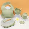 Silicone Baby Dinnerware Set with Plate, Bowl, Placemat & Cutlery