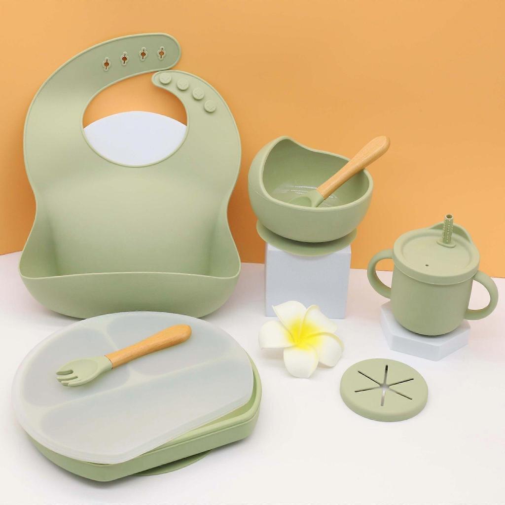 Silicone Baby Dinnerware Set with Plate, Bowl, Placemat & Cutlery