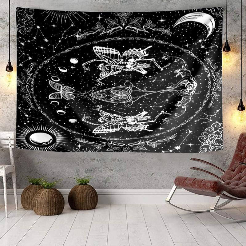 Gothic Moth And Skulls Tapestry Room Decoration Wall Hanging for Living Room Bedroom, dormitory, Birthday and Christmas gifts