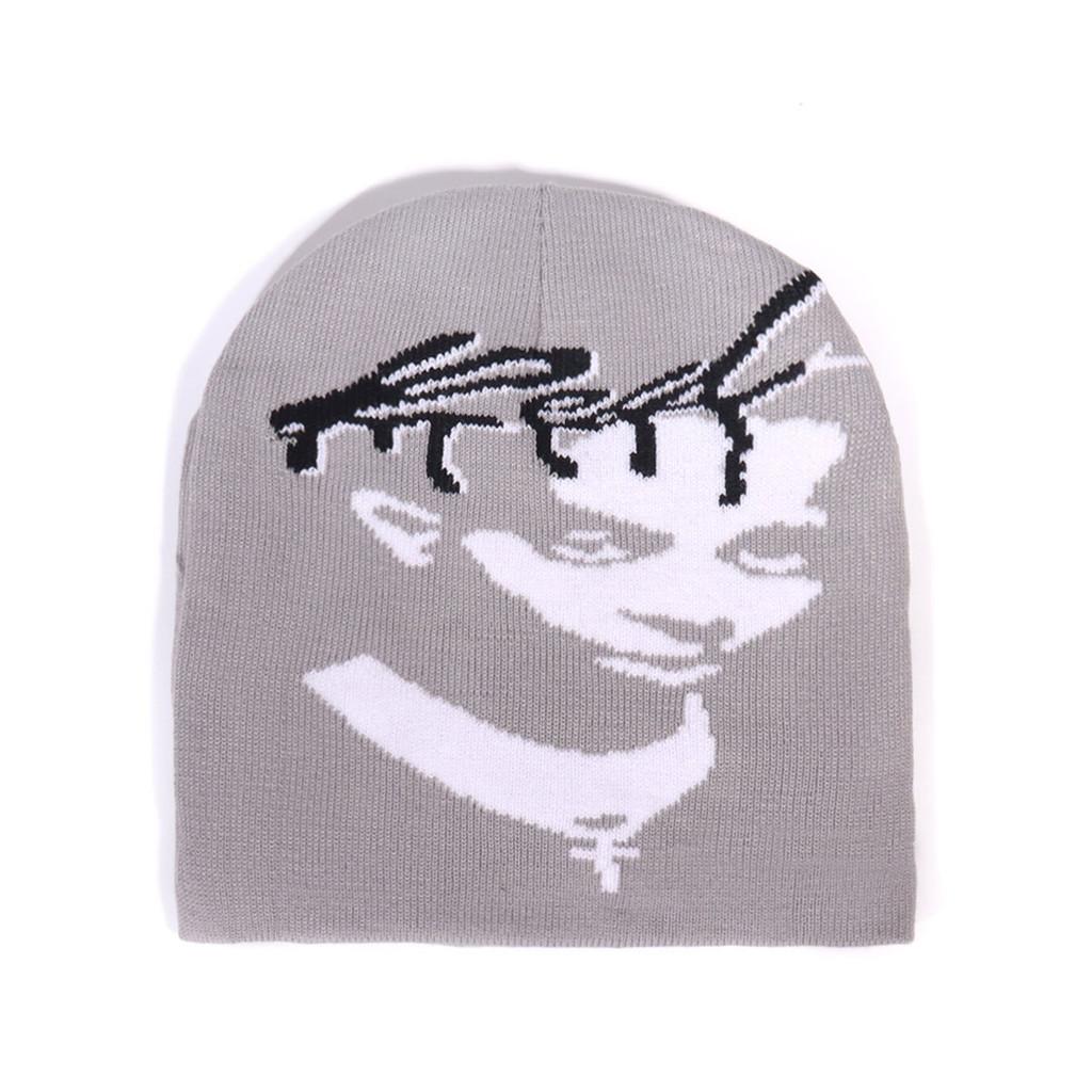 Fashion Figure Portraits And Letter Patterns Men Casual Knitted Hats For Winter