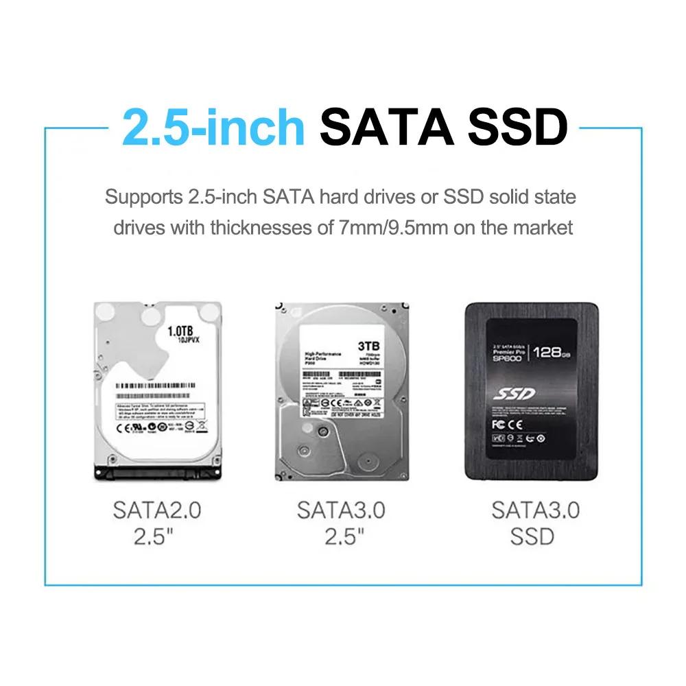 Портативный внешний корпус USB 3.0 для 2,5-дюймовых SATA SSD и HDD - Различные цвета