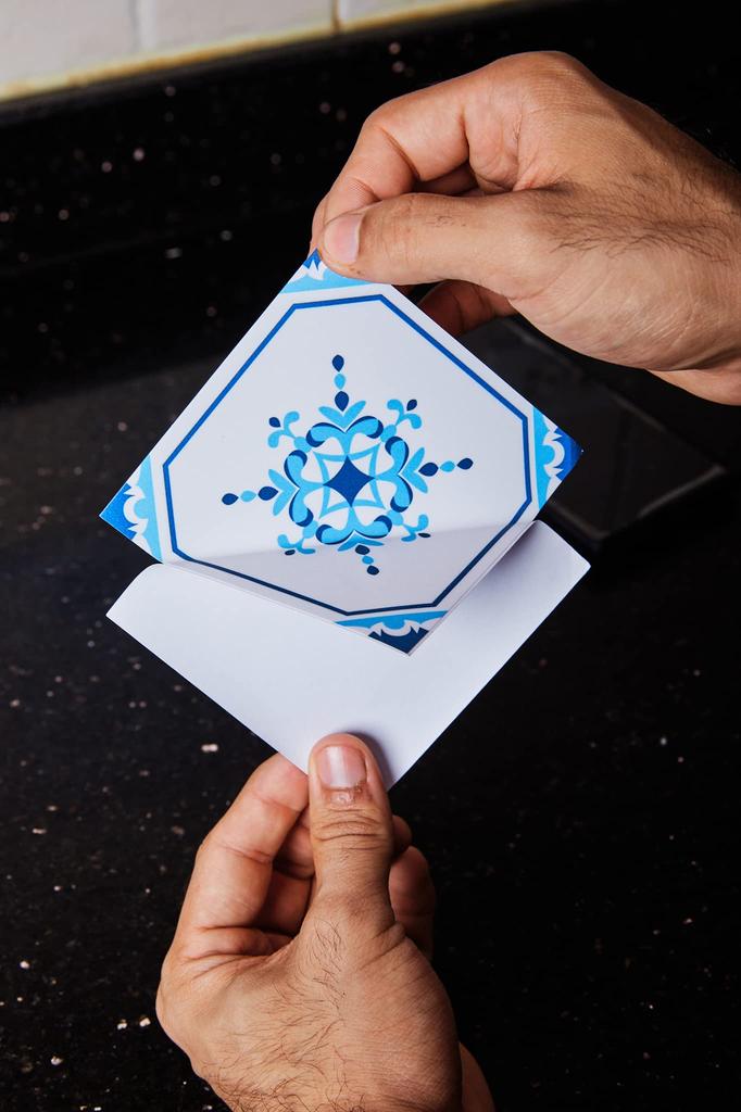 Poromoro Portuguese Spanish Azulejo Tile Stickers Peel and Stick Kitchen Bathroom Mosaic Tile Stickers Set of 16 & (5.9, 70)