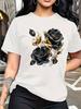 Y2K Harajuku Unisex 100 Cotton Crew Neck TShirt Luxurious Vintage Decorative Black Gold Rose Graphic Print Short Fashion