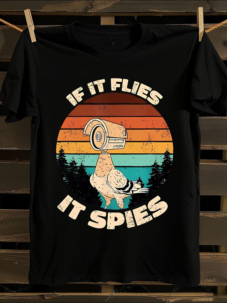 Pigeons Aren't Real Spy Drone T-Shirt Mens Tshirt Womens Tshirts with Letters Print Short Sleeves T-Shirt Casual Street Tee Shirt Top