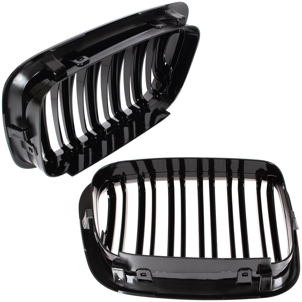 BMW 3 E46 98-01 SEDAN / KOMBI grilles between the headlights (kidneys) left + right set BLACK GLOSSY DOUBLE BAR