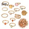 Birthday Gifts for Her 13Pcs Gold Plated Ring Set with Colorful Gemstone Embellishments, Fashion Stackable Rings Women Women, Trendy Jewelry