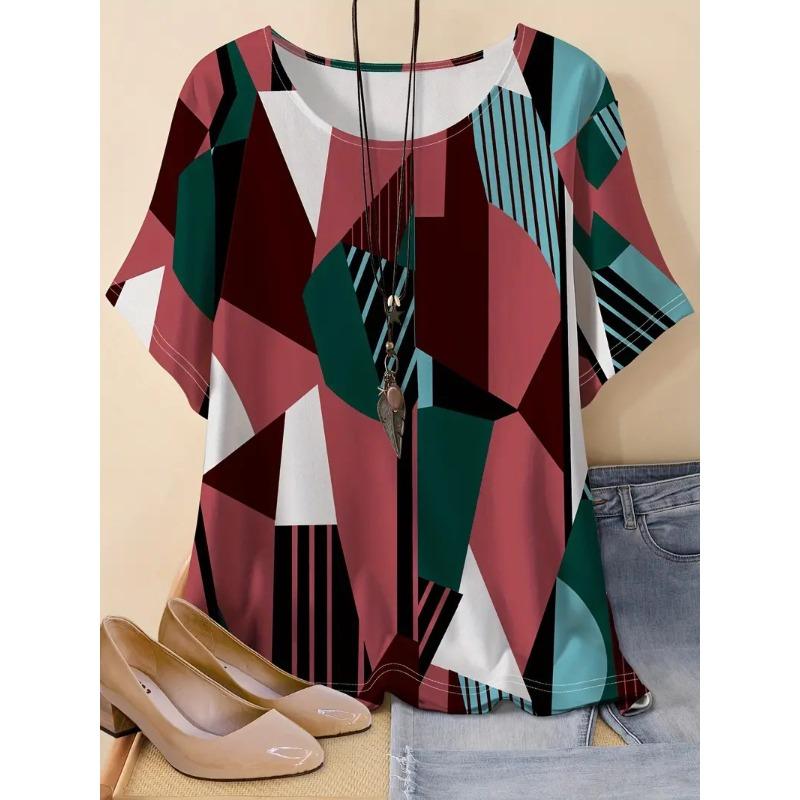 Women's Summer Loose Trendy Retro 3D Printed T-shirt Plus Size Xl-7xl