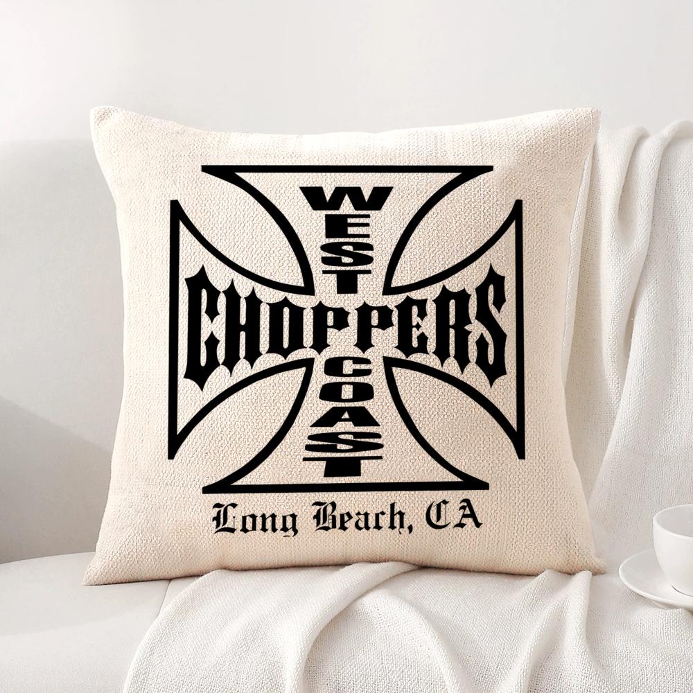 W-West Coast C-Choppers Наволочка Летняя Прохлада Льняная Ткань Двусторонняя Печать Чехол для Подушки Диван Домашний Декор Подарок