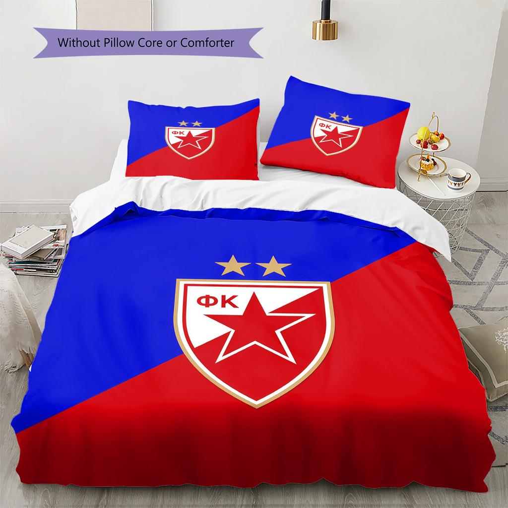Crvena zvezda2 Pattern Bedding Quilt Set Home Decoration Gift (1 * duvet cover + 2 * pillowcase without core)