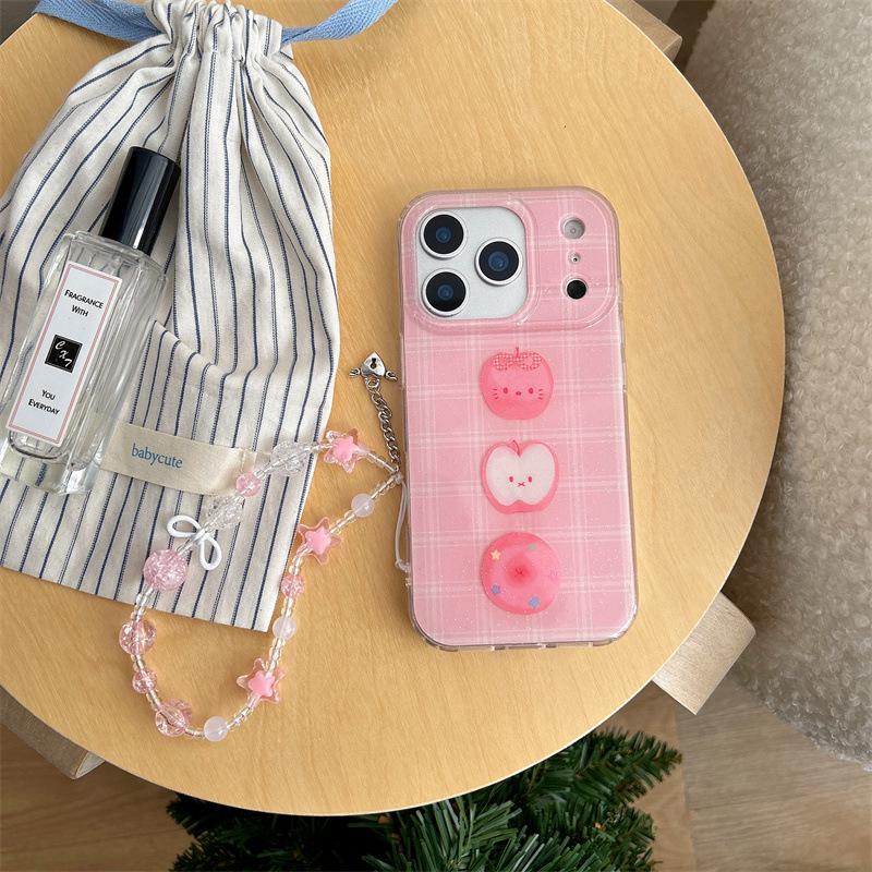 Корейский клетчатый чехол-пончик для iPhone 17/16 Pro Max/15/14