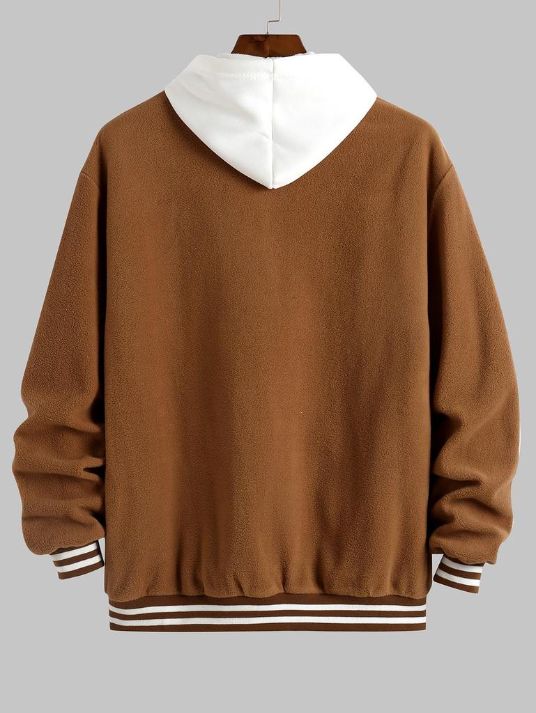 ZAFUL Мужская куртка DREAMS из вышитого флиса с бейсбольным воротником в студенческом стиле