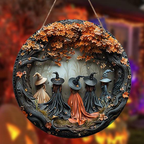 Halloween Witches Sign Gothic Witches Theme Hanging Decoration Forest Witches Sign for Doors Walls Windows Home Party Decor