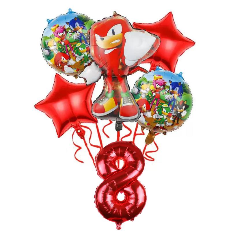 6Pcs Cartoon Hedgehog Balloons Sonic Theme Birthday Party Decoration Balloons For Boys Children Baby Bath Toys