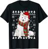 American Eskimo Dog Santa Hat Xmas Ugly Christmas T-Shirt. Premium Cotton Short Sleeve O-Neck Mens T Shirt New S-3XL