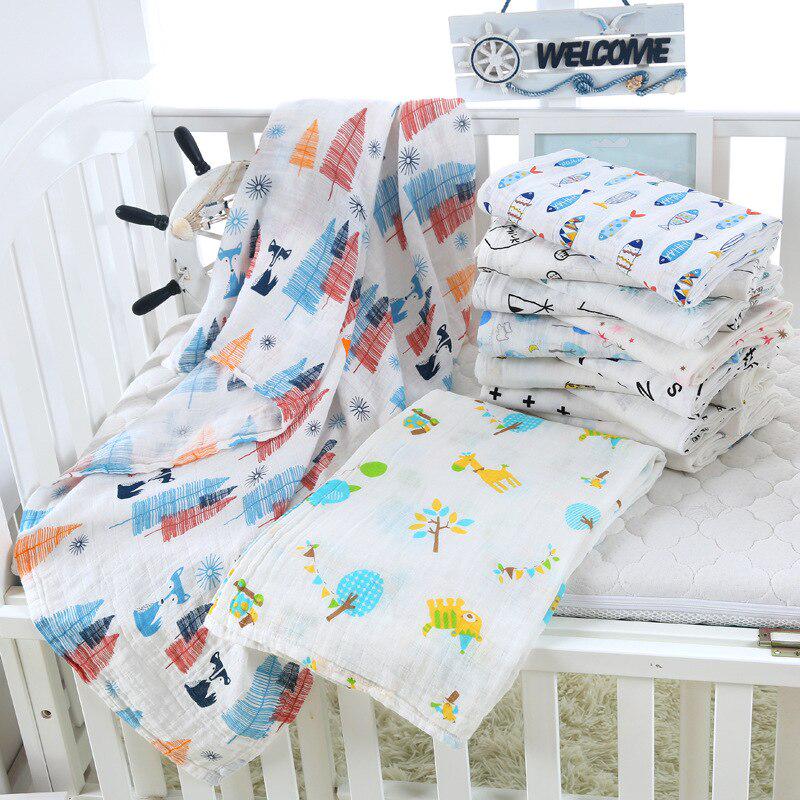Muslin 120*120CM Cotton Baby Swaddles Soft Newborn Blankets Bath Gauze Infant Wrap Sleepsack