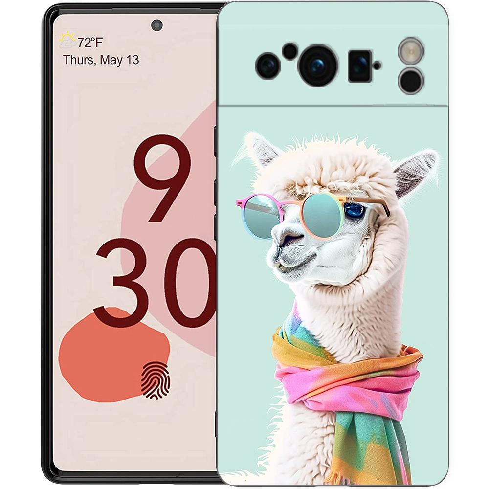 Кавайная альпака милый чехол для телефона для Google pixel 9 8 7 6 Pro 8A 6A 7A 5G Силиконовый противоударный черный чехол Fundas