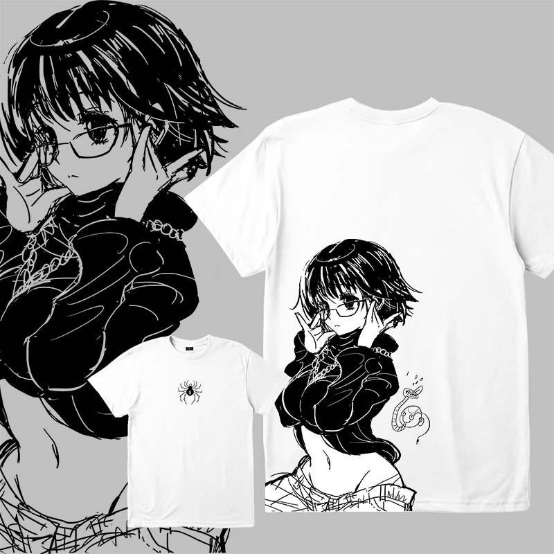 2026 Hot Sale Hunter X Hunter Shizuku Murasaki Phantom Troupe Double-sided Anime T-shirt Men Women Vintage Oversized Streetwear Cotton Tee