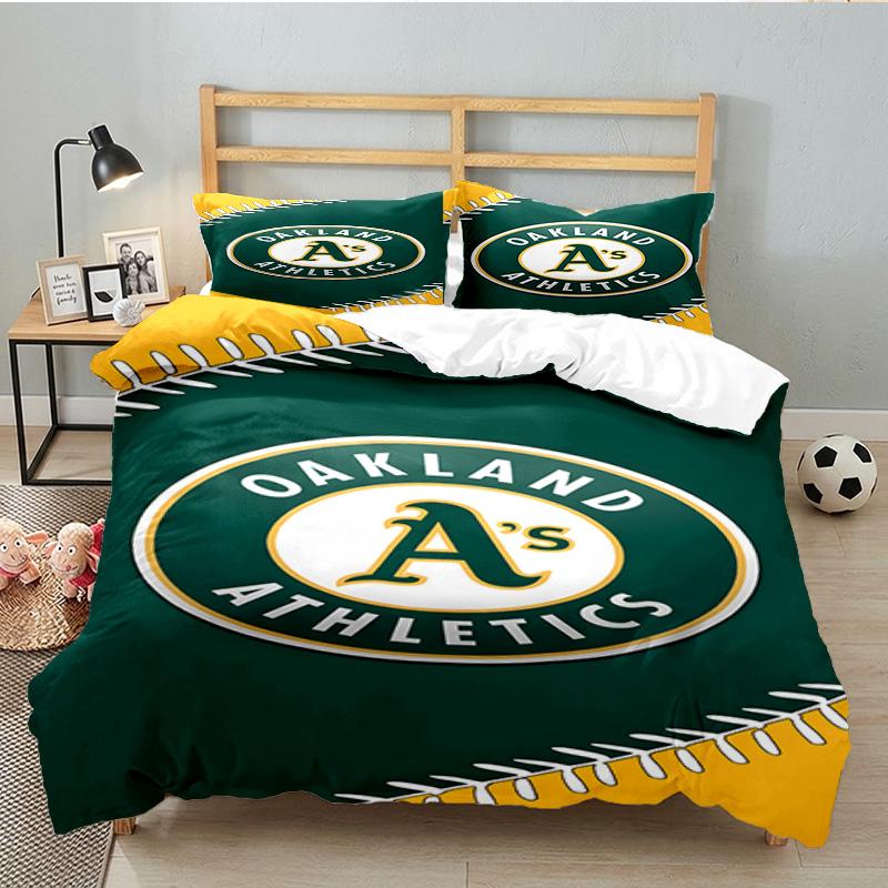 Athletics Oakland Emblem 3pcs Bedding Set,Including 1pc Duvet Cover And 2pcs Pillowcases Perfect Gift for Christmas,Ideal for Bedroom, Dormitory