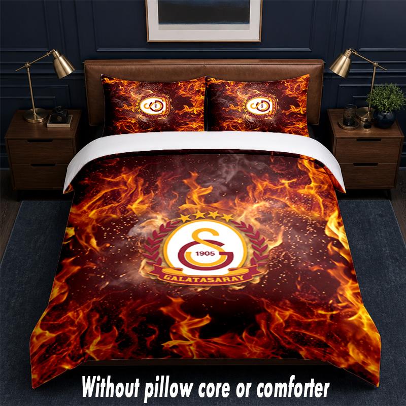 Galatasaray FC Design Bed Bedding Set 1 Duvet Cover + 2 Pillowcases Soft Breathable Household Bed Linens