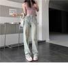 Джинсы с высокой талией для женщин, новый стиль, ретро, старый, свободный, узкий, широкий, прямой, брюки, чтобы они выглядели стройнее и универсальнее, брюки до пола