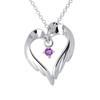 12 Birthstones To Choose from Heart Feather Silver Pendant Necklace [Future Angel] Women's (February Amethyst)