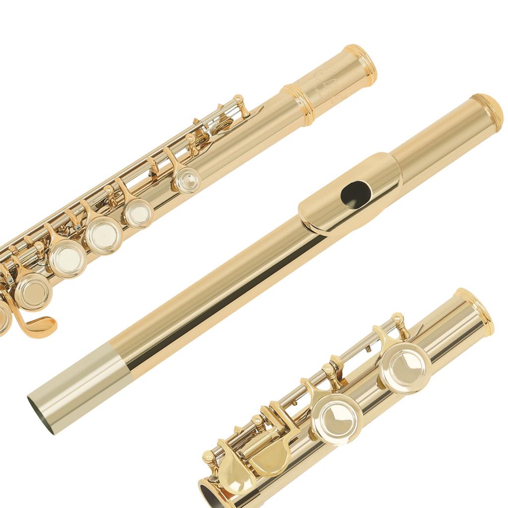 SLADE Western Concert Flute Cupronickel Nicke Plated 16 Holes C Key Woodwind Instrument with Cleaning Cloth Stick