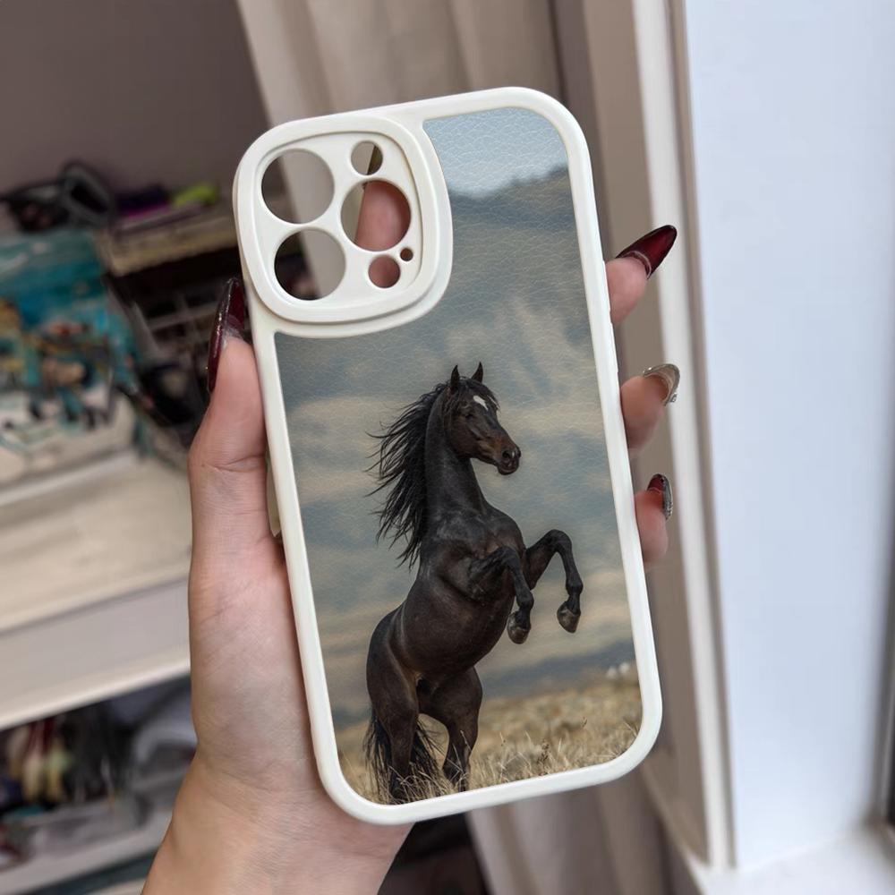 Чехол для телефона с изображением темной лошади для iPhone 17 16 15 14 12 13 Pro Max 11 Mini Air Xs Puls Силиконовый чехол из кожи ягненка