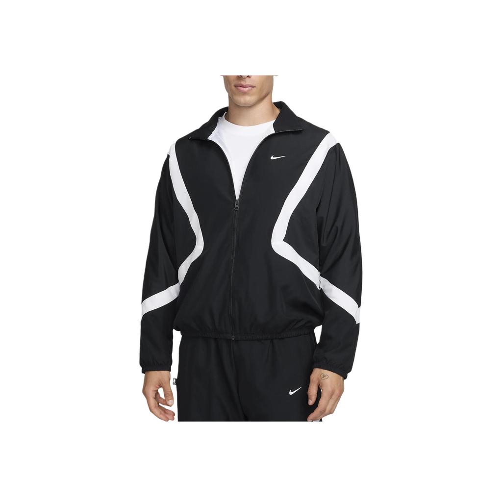 Nike Icon Retro Sports Stand Collar Zipper Design Color Block Logo Print Long Sleeve Jacket Men jackets Black White FZ0248-010