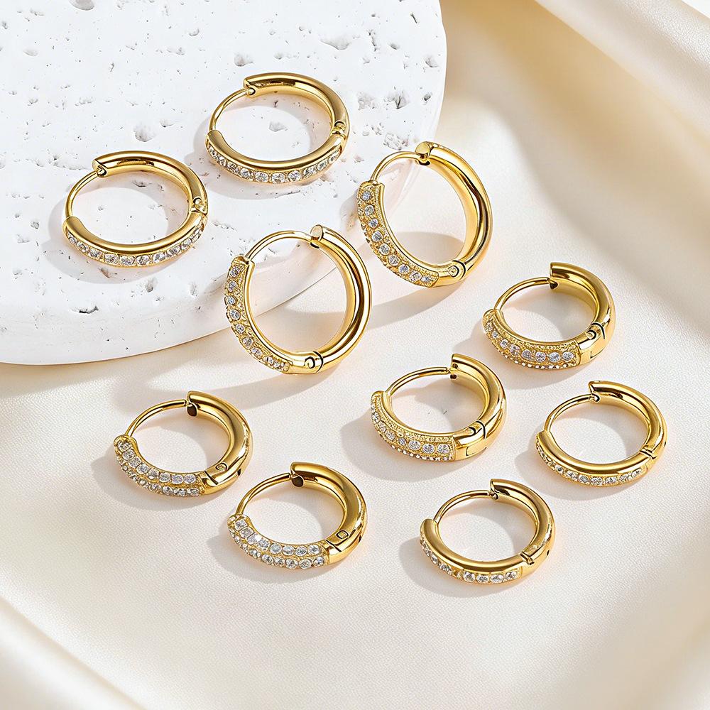 Golden Tungsten Electroplated Circular Exaggerated Plain Hoop Earrings Beach Vacation Women Lightweight Luxury Niche High-End