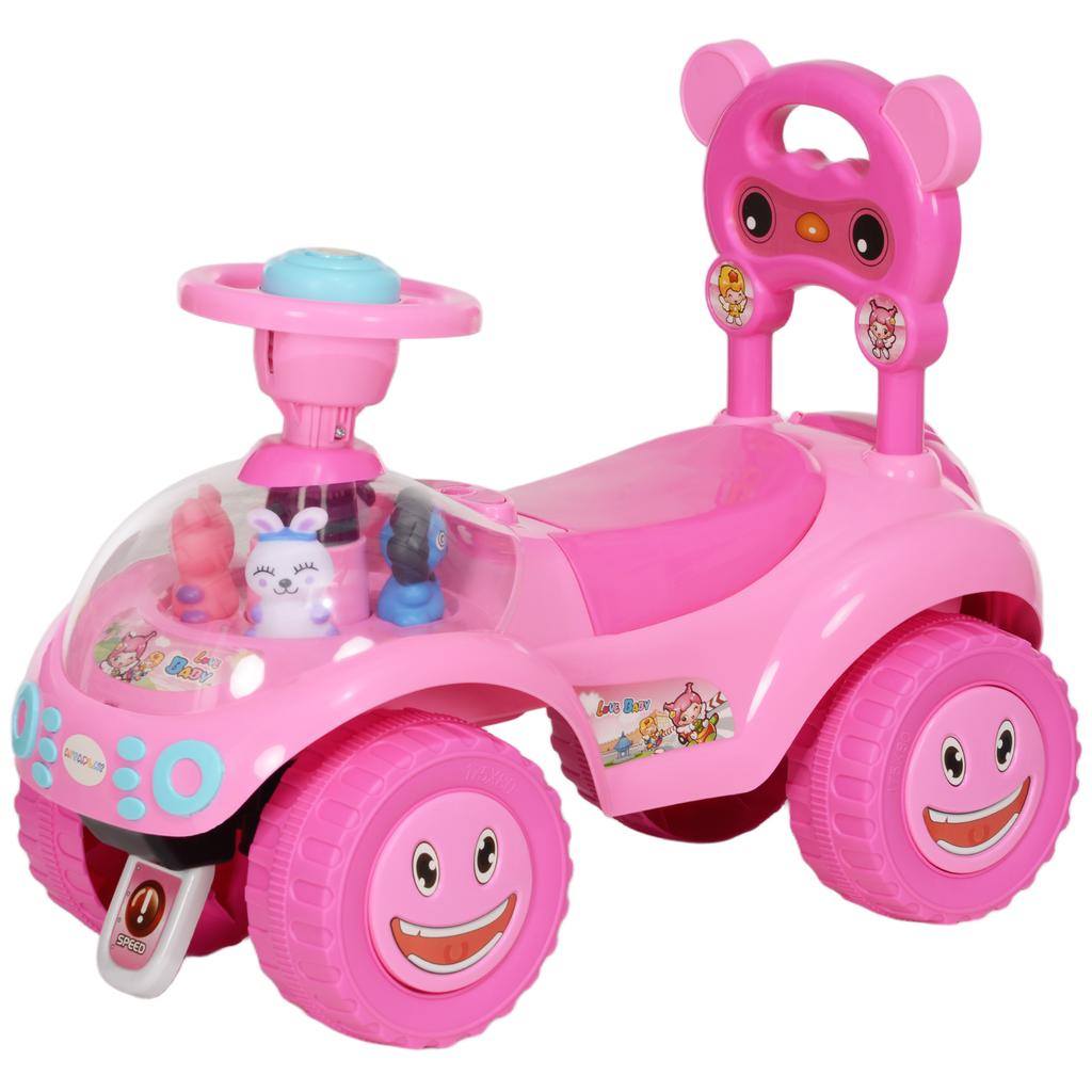 Children's Ride-On Push Car, Without Pedals, Pink
