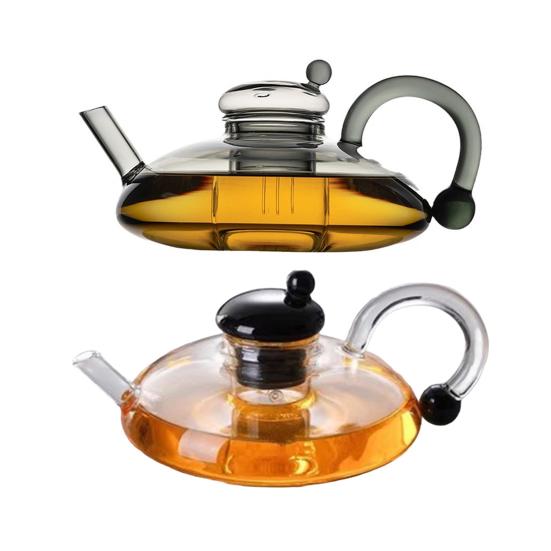 Стеклянный чайник в форме крысиного хвоста, большой емкости, с заварниками для рассыпного чая, 18,5 унций, фильтрация из боросиликатного стекла