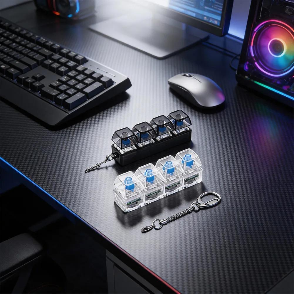 -Led Fidget Button 4Eys Keyboard Tester; Mechanical Keycap Toy For Stress Relief...