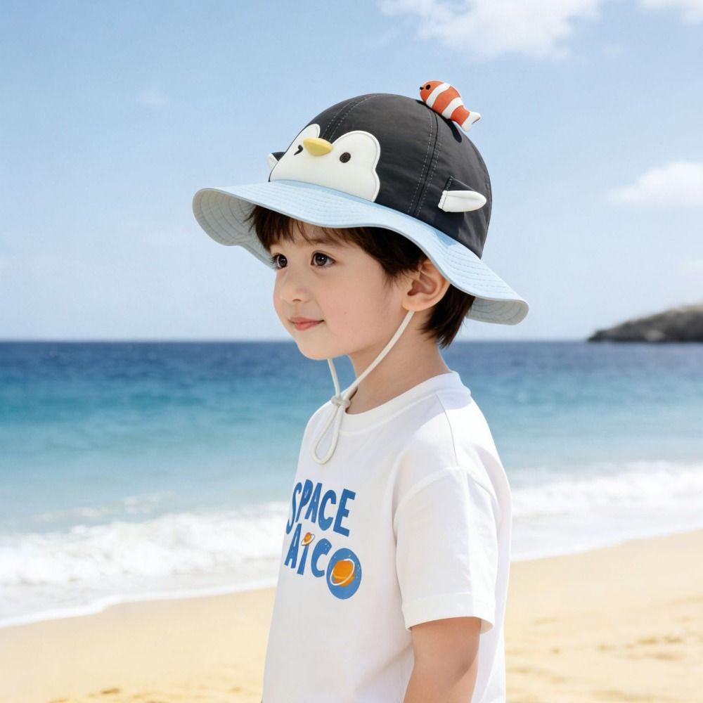 Sun Protection Kids Penguin Sunscreen Hat Big Brim Summer Sunshade Hat Children Beach Cap Summer