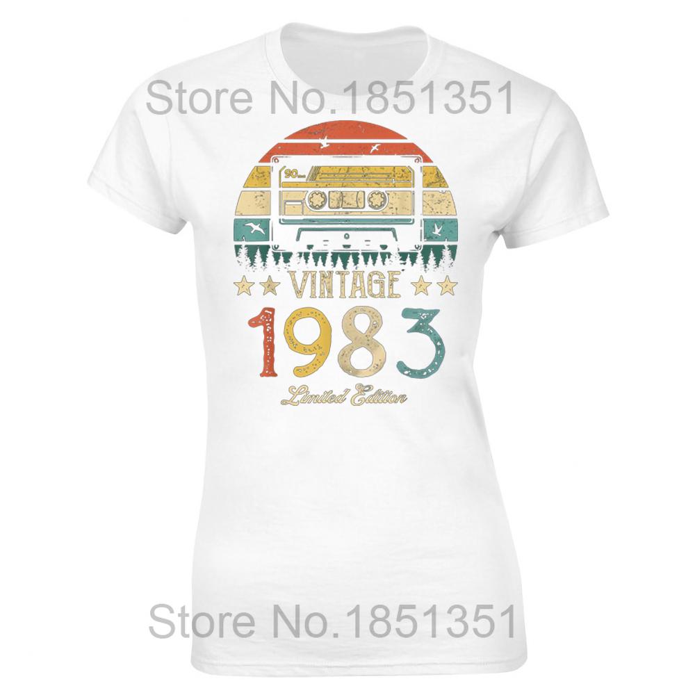 Vintage 1983 Limited Edition Retro Cassette Women T Shirt 41th 41 Years Old Birthday Party Girlfriend Gift Black Tshirt