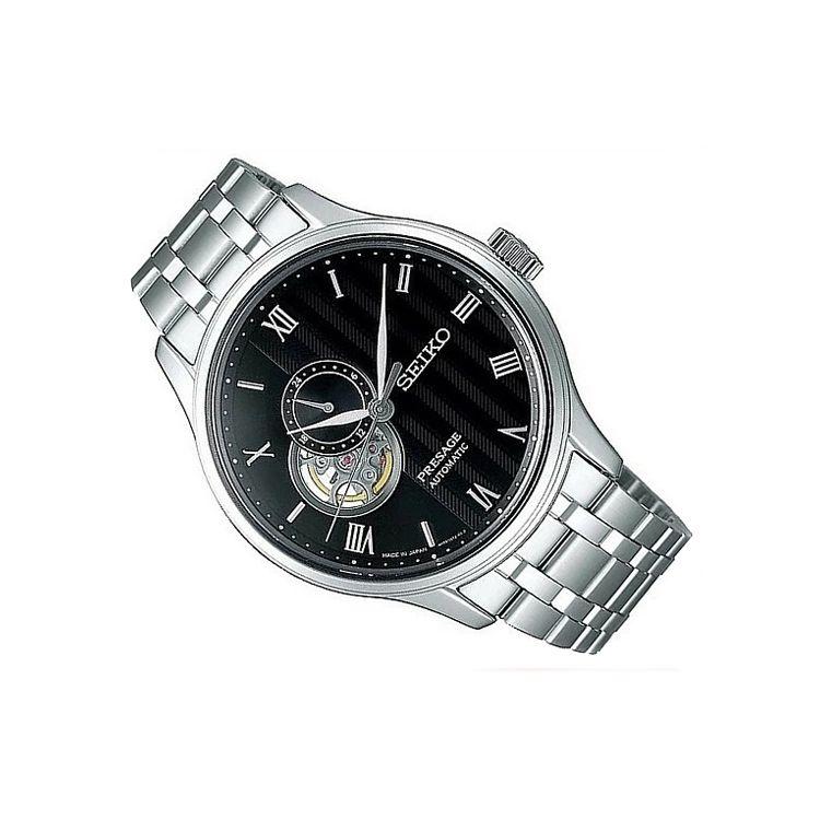 Seiko Серия Presage Механический механизм с автоподзаводом Ремешок из нержавеющей стали Мужские часы Черный SSA377J1