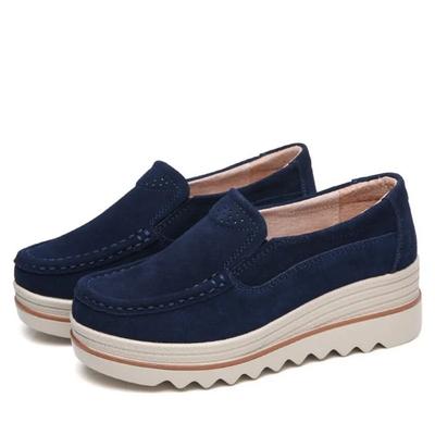 2025 Осень Женские Балетки Обувь Толстая Платформа Кроссовки Обувь Кожа Замша Повседневная Обувь Слипоны Балетки Каблуки Криперы Мокасины