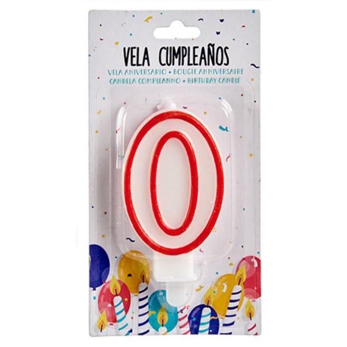 Arte Regal свеча на день рождения 0 воск 7,5 см красный/белый