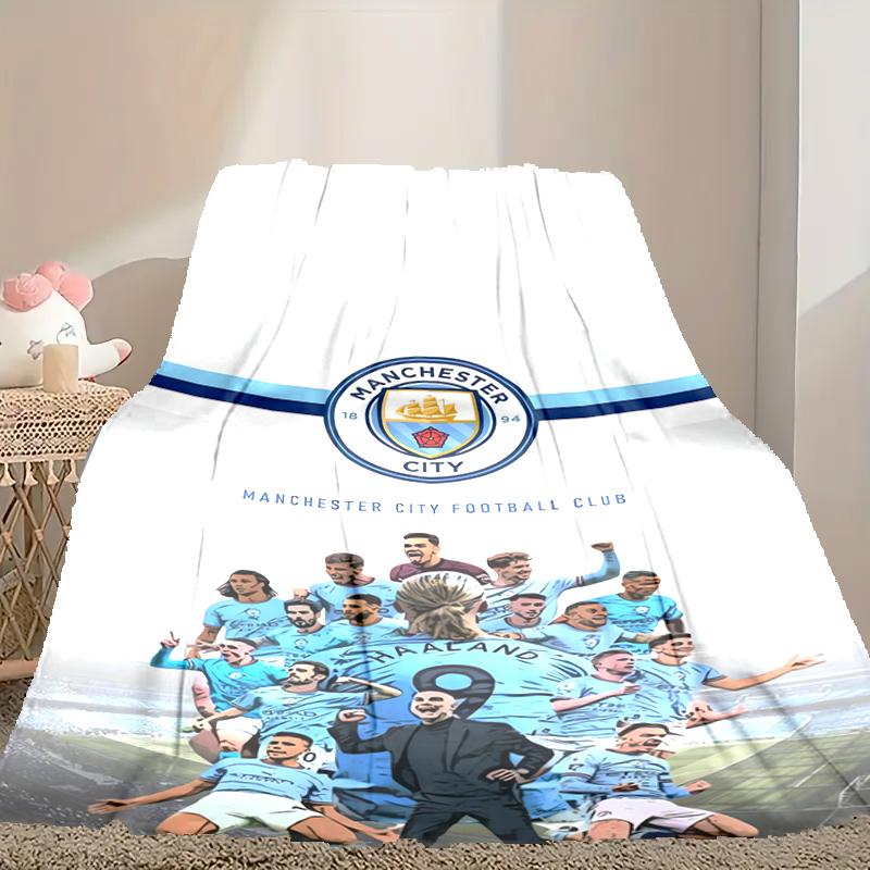 1pc Comfortable Home Print Throw Blanket, Manchester United Manchester City Blanket For Bed and Sofa Use, Special Present For Family