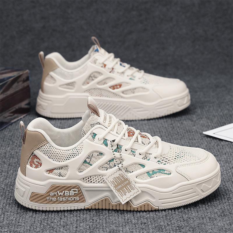 Мужская обувь 2025 новая весенняя сетчатая дышащая повседневная обувь для скейтборда с увеличением роста, универсальная спортивная нишевая дизайнерская трендовая обувь