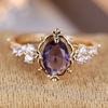 Exquisite Elegant Ring Oval Cut Purple Cubic Zirconia Women Rings Pretty Gorgeous Wedding Anniversary Gift Jewelry