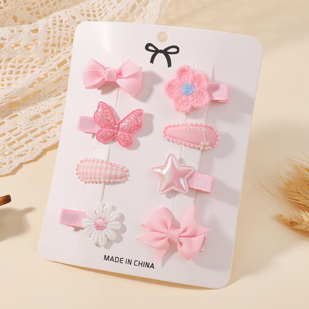 8Pcs/Set Girls Lovely Barrette Hairclips Sweet Bowknot Minni Hair Clips for Girls Fresh Hair Accessories Gift
