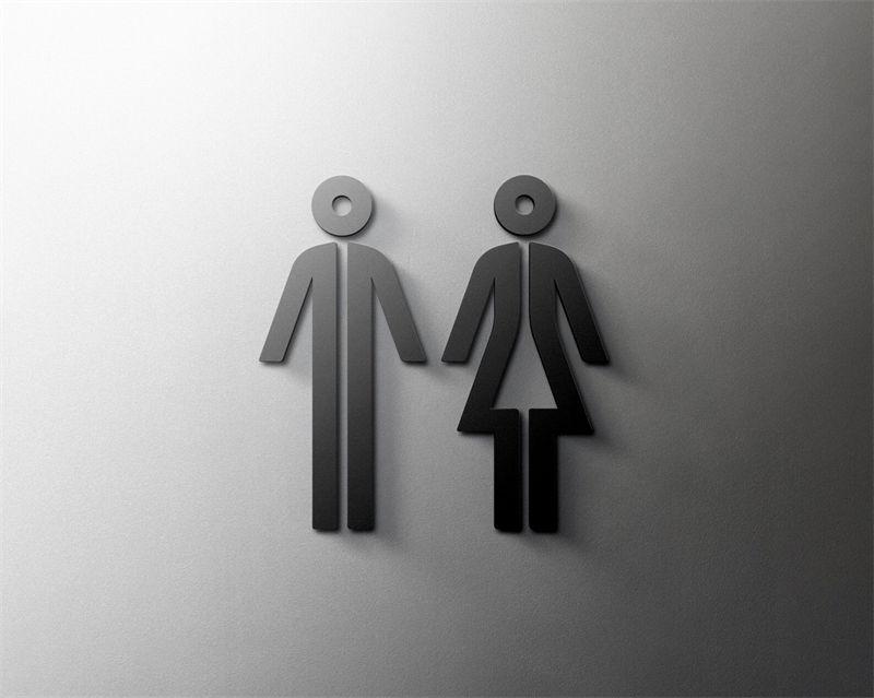 Black Color Toilet Sign Plate Acrylic 3D Wash Room Door Wall Art Label Sticker Wc Holder Signage Board Art Hotel Home Decoration