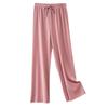 Women's Summer Thin Ice Silk Wide Leg Pants with A High Waist and A Drooping Feeling. Casual Pants Appear Slim, Loose, and Narrow Straight Leg Pants