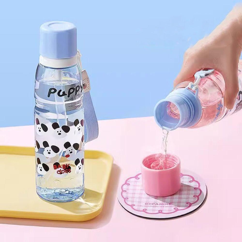 Plastic Portable Water Bottle Cartoon Sports Fitness Cup Drinking Cup  For Travel Summer Outdoor