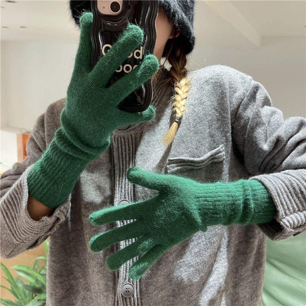 Full Fingers Long Wrist Gloves Rabbit Wool Winter Mittens Fashion Woolen Gloves Autumn Winter