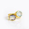 Small Flesh Engagement Ring Oval Clear Birthstone Double Ring Yellow Gold Ring Jewelry