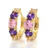 Women Fashion 9K Gold Plated Purple Zircon Eardrop Huggie Earrings Jewelry Gift