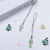 Christmas Tree Beaded Phone Chain Pendant Cute Beaded Mobile Phone Keyring Camera Hanging Decoration Xmas Gifts