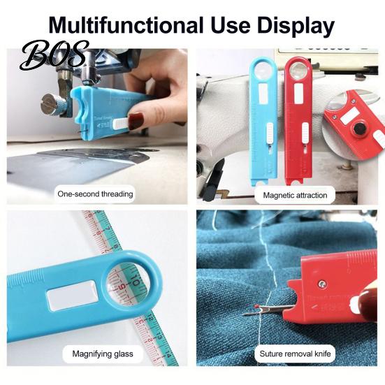 Mini Threading Helper 1/2Pcs 4-In-1 Sewing Threader Tool with Seam Remover, Magnifying Glass, Needle Accessory Magnetic Guide, Tools,